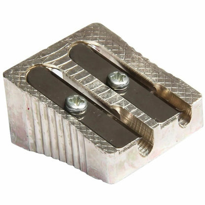 Baumgartens Pencil Sharpener Dual Hole SILVER (MR-2110) - Handheld - 2 Hole(s) - 0.6" Height x 0.9" Width - Metal - Silv