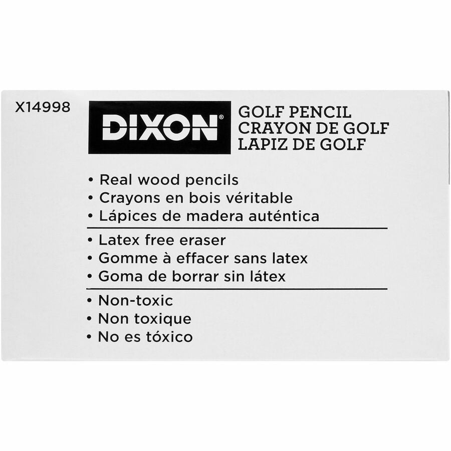 Dixon Pre-sharpened Wood Golf Pencils - #2 - Yellow Wood Barrel - 1 Box