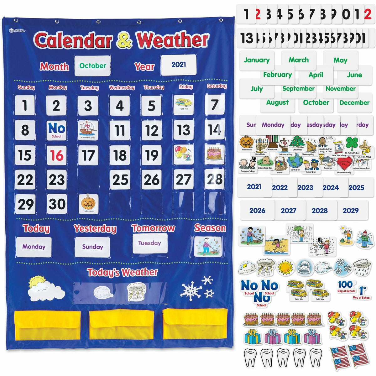 Learning Resources Calendar/Weather Pocket Chart - Theme/Subject: Learning - 1 Each