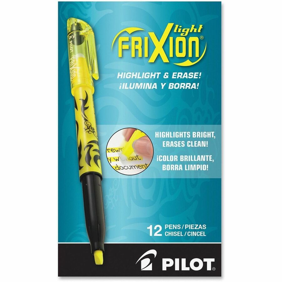 FriXion Highlighters - Erasable - Fluorescent Yellow Ink - Multipurpose - 12 / Dozen