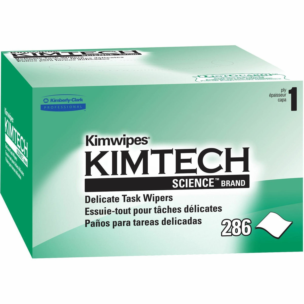 KIMTECH Science Kimwipes Delicate Task Wipers - 1 Ply - 4.39" Width x 8.20" Length - White - 286 / Box
