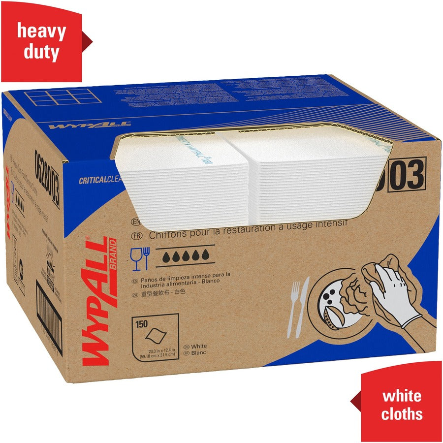 Wypall Critical Clean Ultra Duty Foodservice Cloths with Anti-Microbial Treatment - 150 / Carton