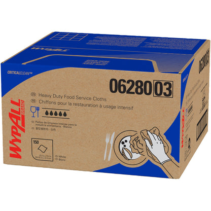 Wypall Critical Clean Ultra Duty Foodservice Cloths with Anti-Microbial Treatment - 150 / Carton