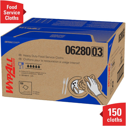 Wypall Critical Clean Ultra Duty Foodservice Cloths with Anti-Microbial Treatment - 150 / Carton