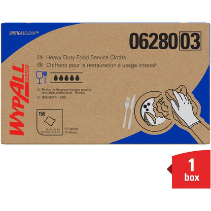 Wypall Critical Clean Ultra Duty Foodservice Cloths with Anti-Microbial Treatment - 150 / Carton