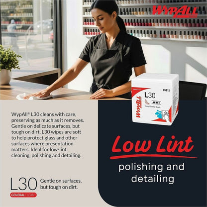 Wypall GeneralClean L30 Heavy Duty Cleaning Towels - 12" Length x 12.50" Width - White - 1 Pack
