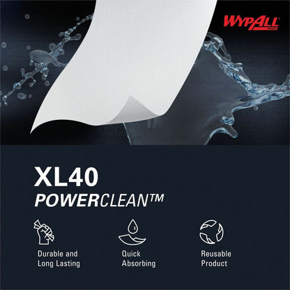 Wypall PowerClean L40 Extra Absorbent Towels - For General Purpose - 12" Length x 12.50" Width - Soft, Absorbent, Absorb
