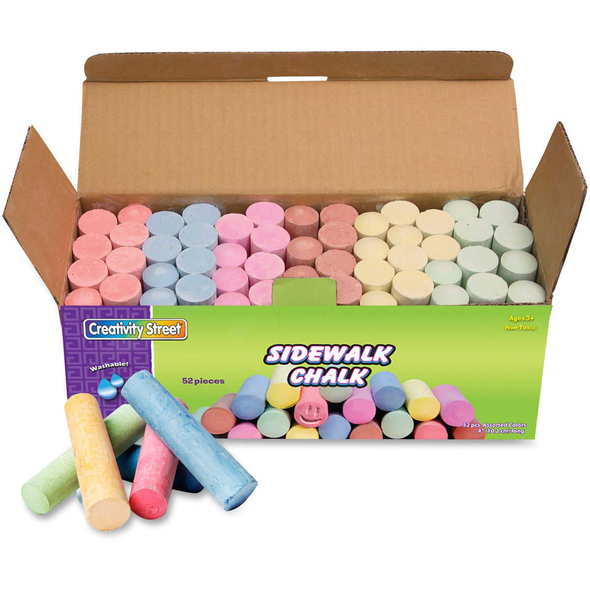 Creativity Street Sidewalk Chalk - 4" Length x 1" Diameter - 52 / Box
