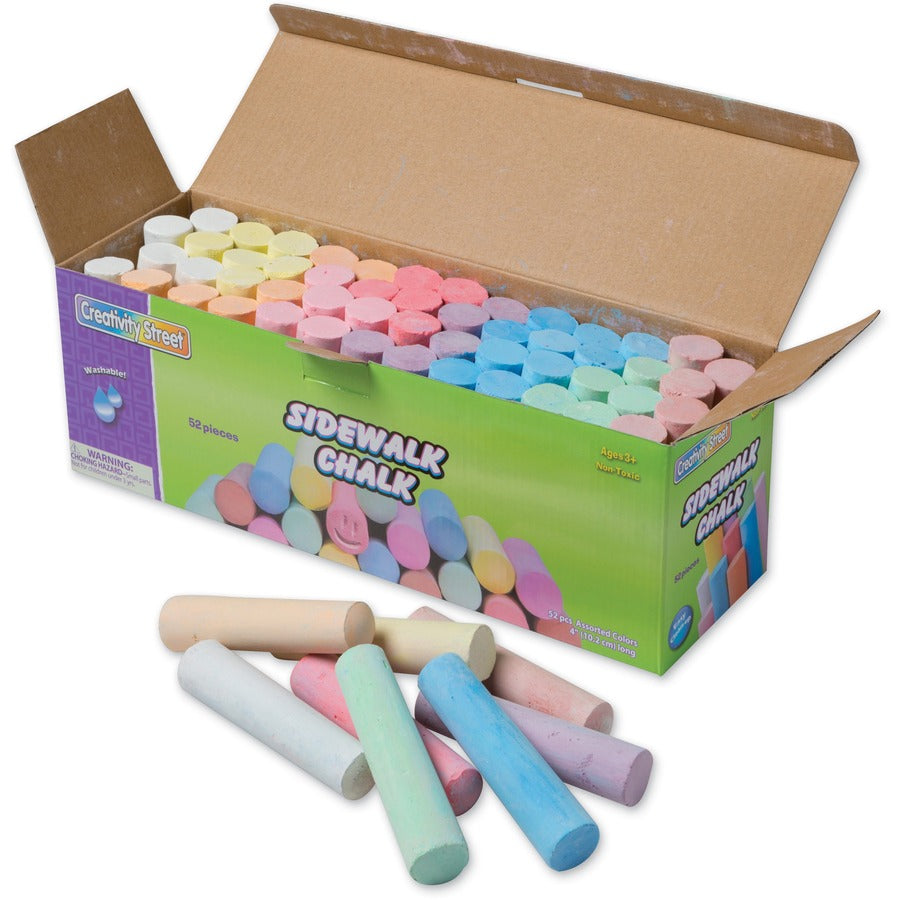 Creativity Street Sidewalk Chalk - 4" Length x 1" Diameter - 52 / Box