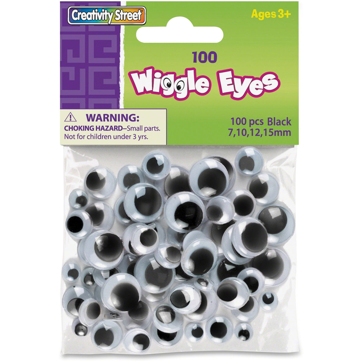 Creativity Street 100-piece Assorted Size Wiggle Eyes - Drawing, Project, Photo, Pet Rock - 100 Piece(s) - Black - 100 /