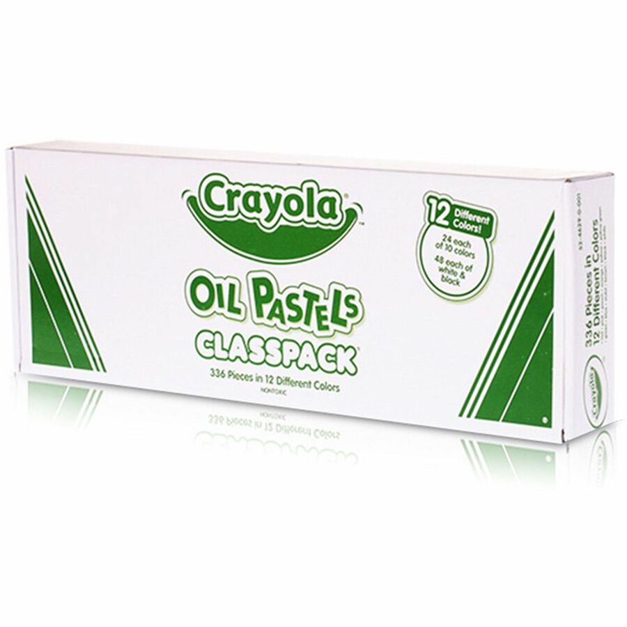 Crayola 12-Color Oil Pastel Classpack - Blue, Brown, Green, Orange, Peach, Pink, Red, Violet, Yellow, Yellow Green, Whit