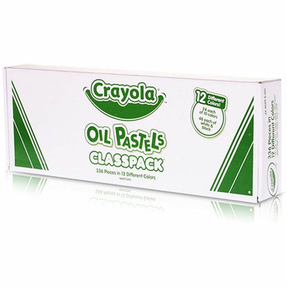 Crayola 12-Color Oil Pastel Classpack - Blue, Brown, Green, Orange, Peach, Pink, Red, Violet, Yellow, Yellow Green, Whit