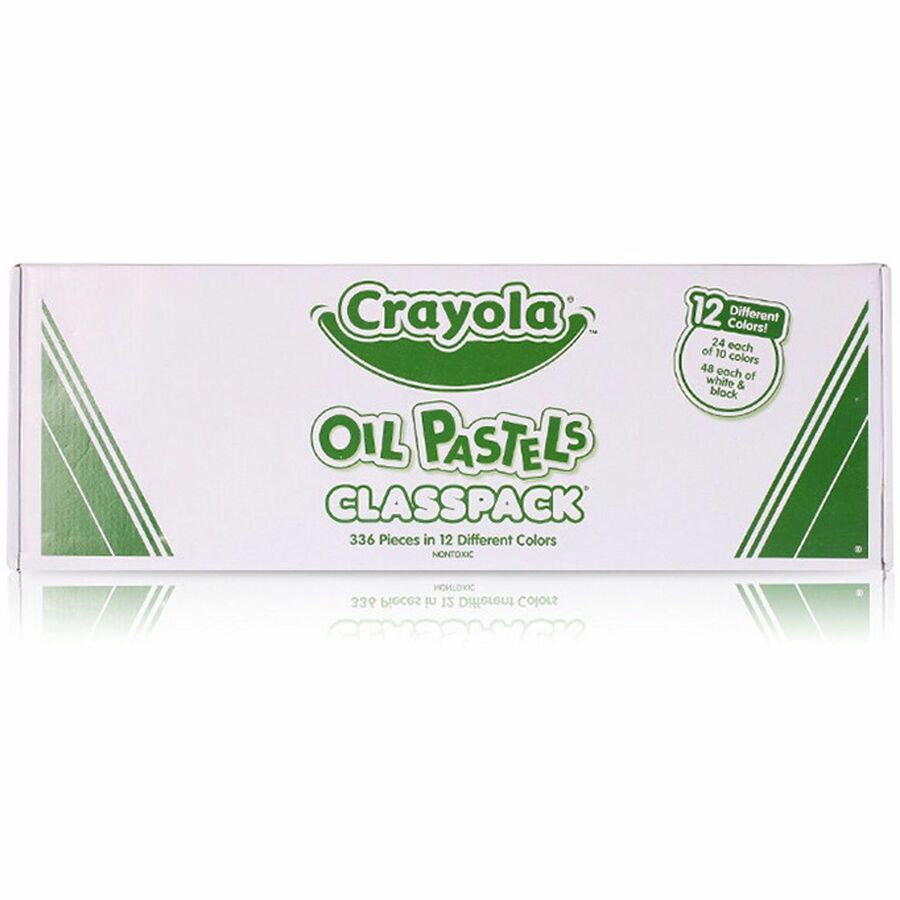 Crayola 12-Color Oil Pastel Classpack - Blue, Brown, Green, Orange, Peach, Pink, Red, Violet, Yellow, Yellow Green, Whit