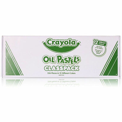 Crayola 12-Color Oil Pastel Classpack - Blue, Brown, Green, Orange, Peach, Pink, Red, Violet, Yellow, Yellow Green, Whit