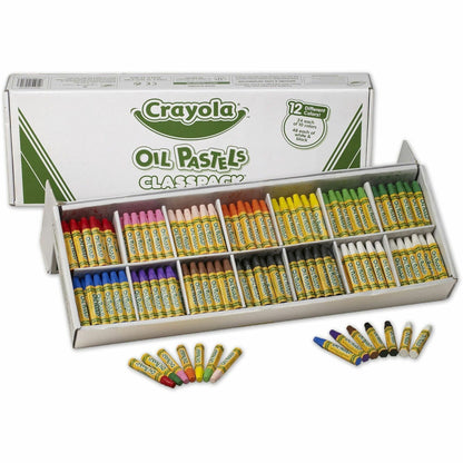 Crayola 12-Color Oil Pastel Classpack - Blue, Brown, Green, Orange, Peach, Pink, Red, Violet, Yellow, Yellow Green, Whit