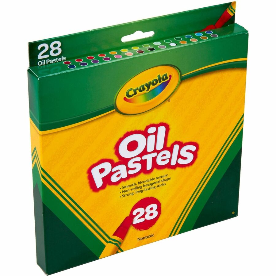 Crayola Jumbo 28 Oil Pastels - Apricot, Black, Blue, Green Blue, Blue-violet, Brown, Gray, Green, Metallic Silver, Orang