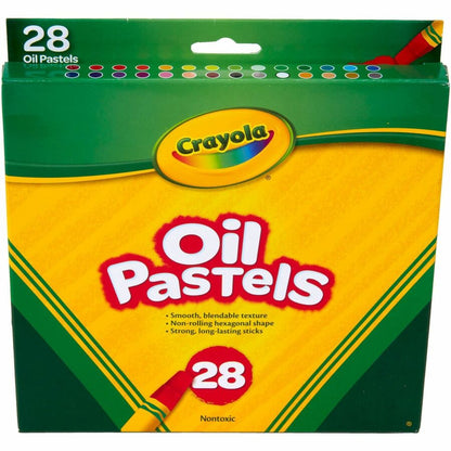 Crayola Jumbo 28 Oil Pastels - Apricot, Black, Blue, Green Blue, Blue-violet, Brown, Gray, Green, Metallic Silver, Orang