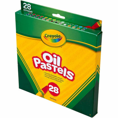 Crayola Jumbo 28 Oil Pastels - Apricot, Black, Blue, Green Blue, Blue-violet, Brown, Gray, Green, Metallic Silver, Orang