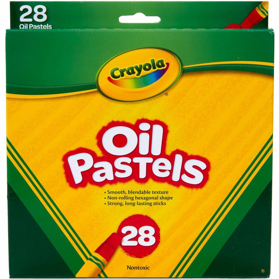 Crayola Jumbo 28 Oil Pastels - Apricot, Black, Blue, Green Blue, Blue-violet, Brown, Gray, Green, Metallic Silver, Orang