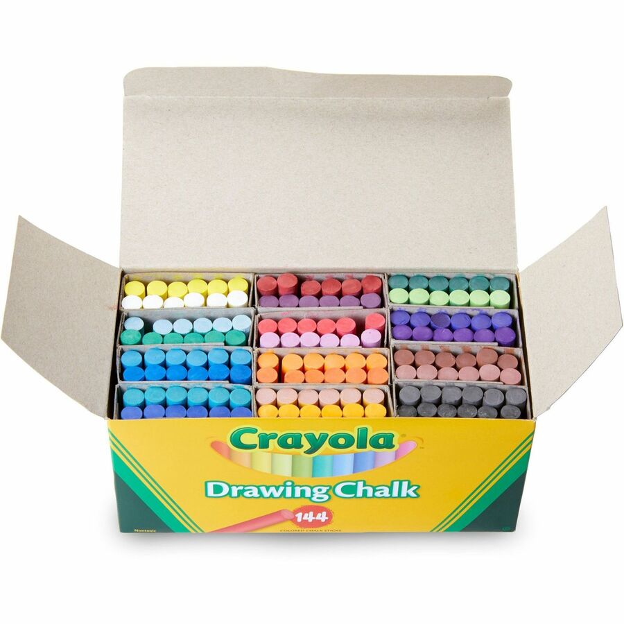 Crayola Colored Drawing Chalk Sticks - 3.2" Length x 0.4" Diameter - Assorted - Non-toxic - 1 Box