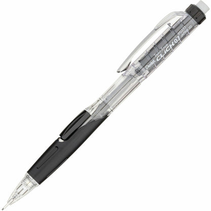 Pentel .7mm Twist-Erase Click Mechanical Pencil - 0.7 mm Smoke Lead - #2 - Refillable - Black, Transparent Barrel - 1 Ea
