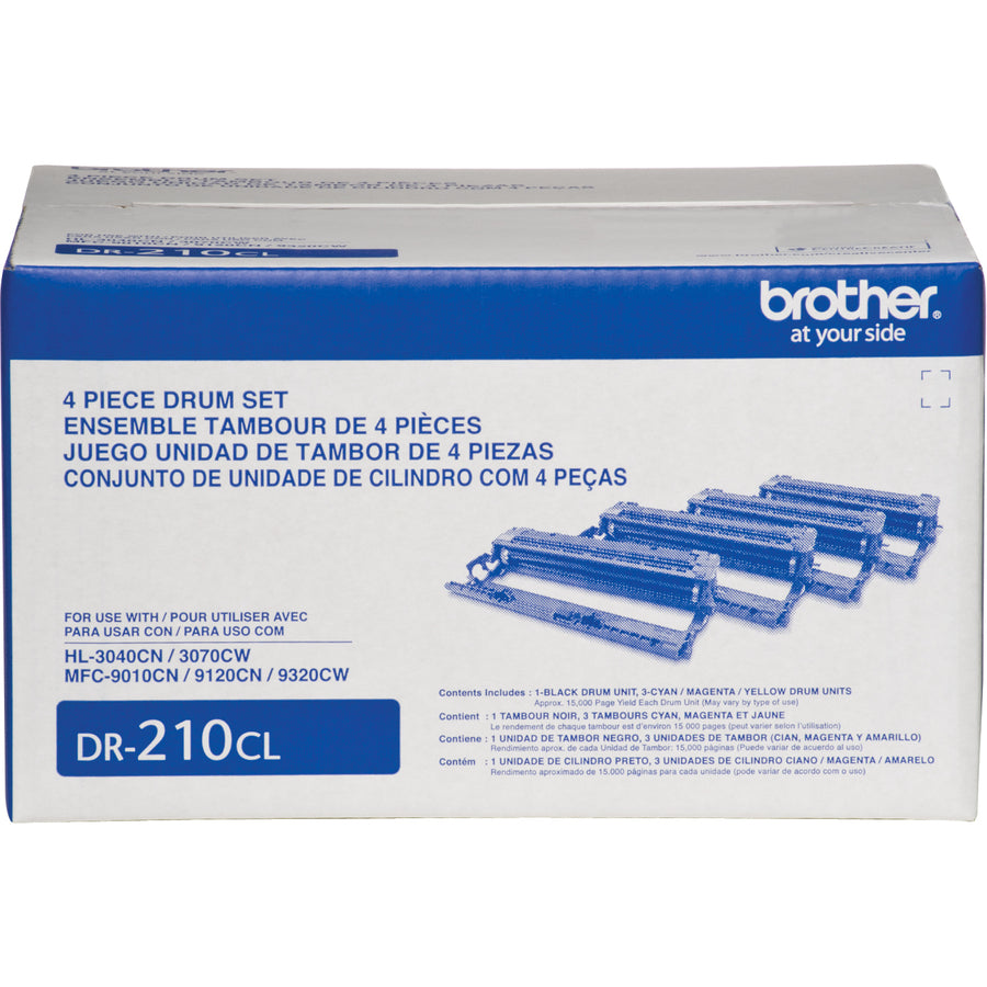 Brother DR210CL Replacement Drum - Laser Print Technology - 15000 - Black, Cyan, Yellow, Magenta - 4 / Carton