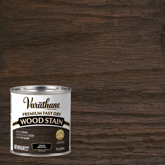 Varathane Premium True Brown Oil-Based Urethane Modified Alkyd Fast Dry Wood Stain 1/2 pt