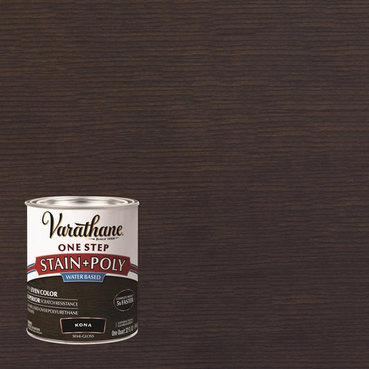 Varathane Semi-Gloss Kona Water-Based Acrylic Modified Urethane One-Step Stain/Poly 1 qt