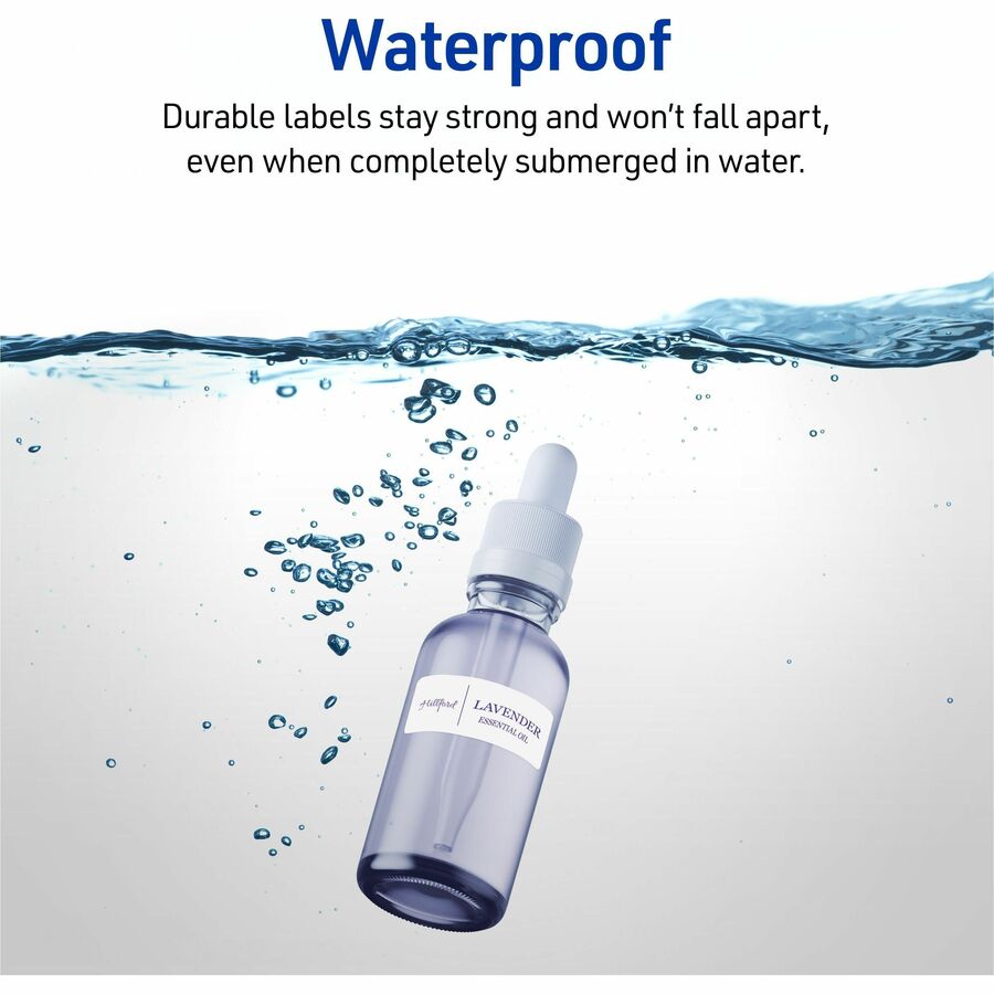Avery® 1" x 2-5/8" Labels, Ultrahold, 1,500 Labels (5520) - Waterproof - x 1" Width x 2 5/8" Length - Permanent Adhesive