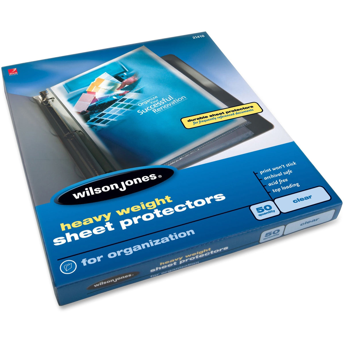 Wilson Jones Heavyweight Top-Loading Sheet Protectors - 3.3 mil Thickness - For Letter 8 1/2" x 11" Sheet - Ring Binder 