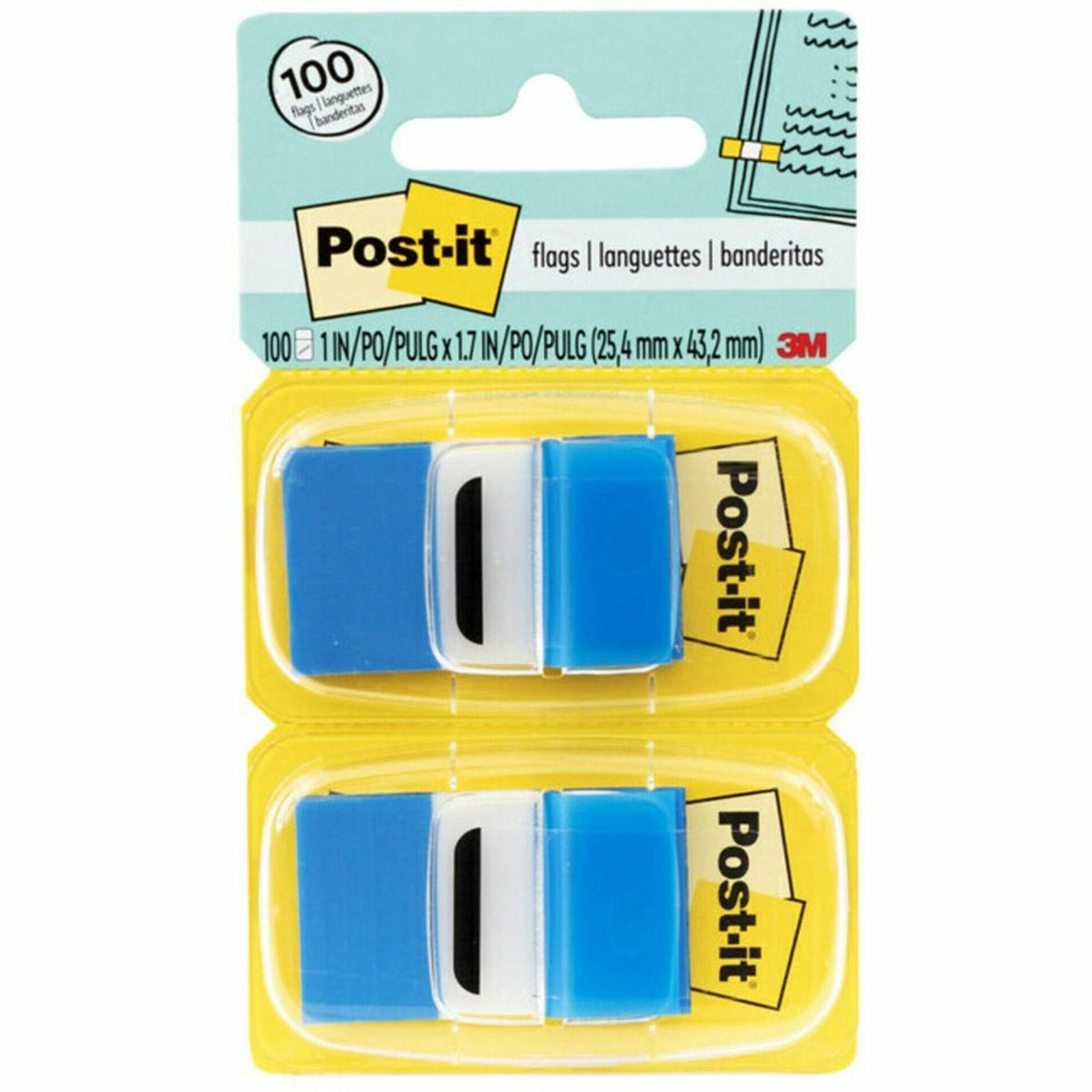 Post-it® Blue Flag Value Pack - 600 x Blue - 1" Flag/Note Width x 1 3/4" Flag/Note Length - Rectangle - Unruled - Blue -
