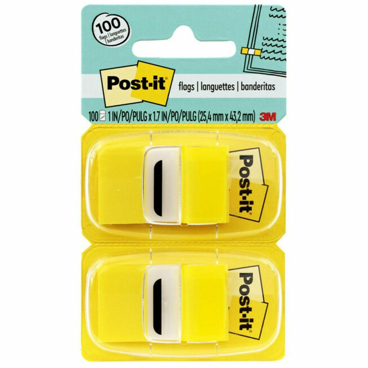 Post-it® Yellow Flag Value Pack - 600 x Yellow - 1" Flag/Note Width x 1 3/4" Flag/Note Length - Rectangle - Unruled - Ye