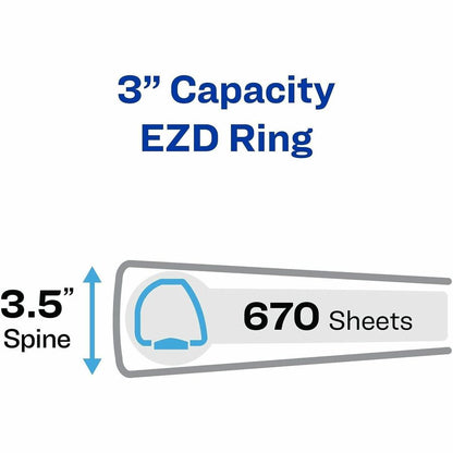 Avery® Heavy-Duty View 3 Ring Binder, Extra Wide, 3" EZD Rings, 1 White Binder (01321) - 3" Binder Capacity - Letter - 1