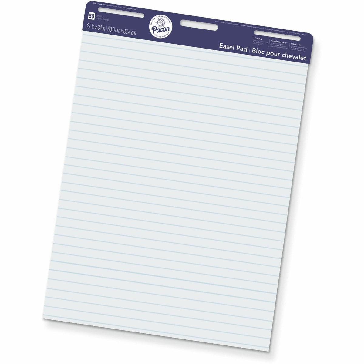 Pacon Ruled Easel Pads - 50 Sheets - Stapled/Glued - Front Ruling Surface - Ruled Front Ruling - 1" Ruled - 27" x 34" Sh