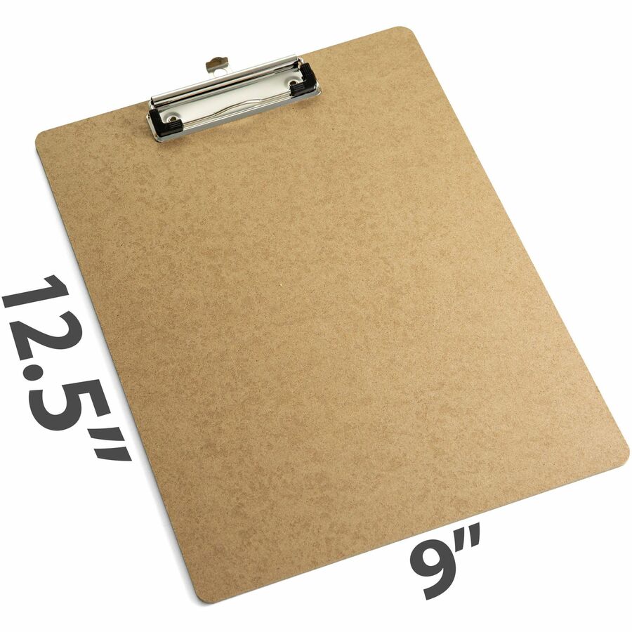 Officemate Low-profile Clipboard - 1" Clip Capacity - 9" x 12 1/2" Sheet Size - Hardboard - Brown - 1 Each