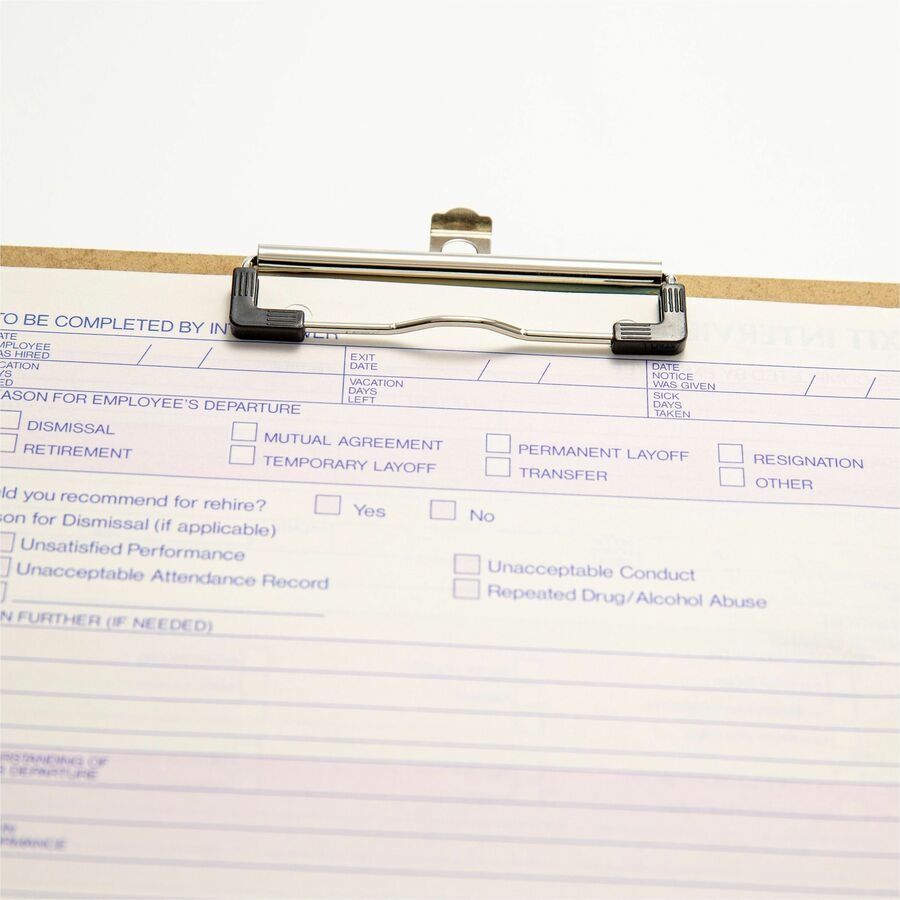 Officemate Low-profile Clipboard - 1" Clip Capacity - 9" x 12 1/2" Sheet Size - Hardboard - Brown - 1 Each