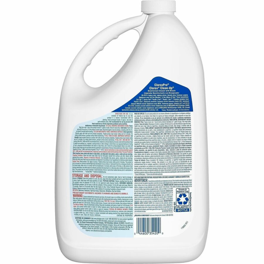 CloroxPro™ Clean-Up Disinfectant Cleaner with Bleach Refill - Liquid - 128 fl oz (4 quart) - Original Scent - 4 / Carton