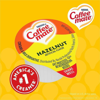 Coffee mate Hazelnut Nondairy Liquid Creamer Singles - Hazelnut Flavor - 0.38 fl oz (11 mL) - 180 Serving - 180 / Carton