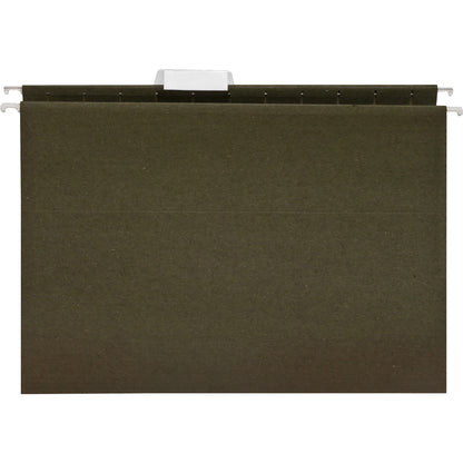 Business Source 1/5 Tab Cut Letter Recycled Hanging Folder - 8 1/2" x 11" - 11 pt. - Green - Acid-free - 100% Recycled -
