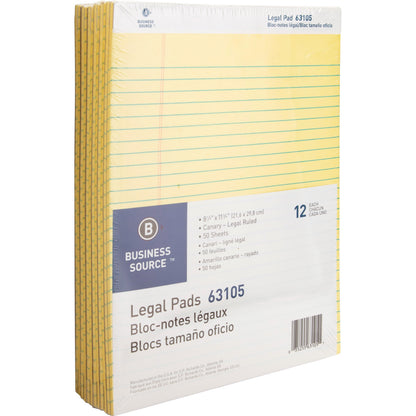 Business Source Micro-Perforated Legal Ruled Pads - 50 Sheets - 0.34" Ruled - 16 lb Basis Weight - 8 1/2" x 11 3/4" Shee