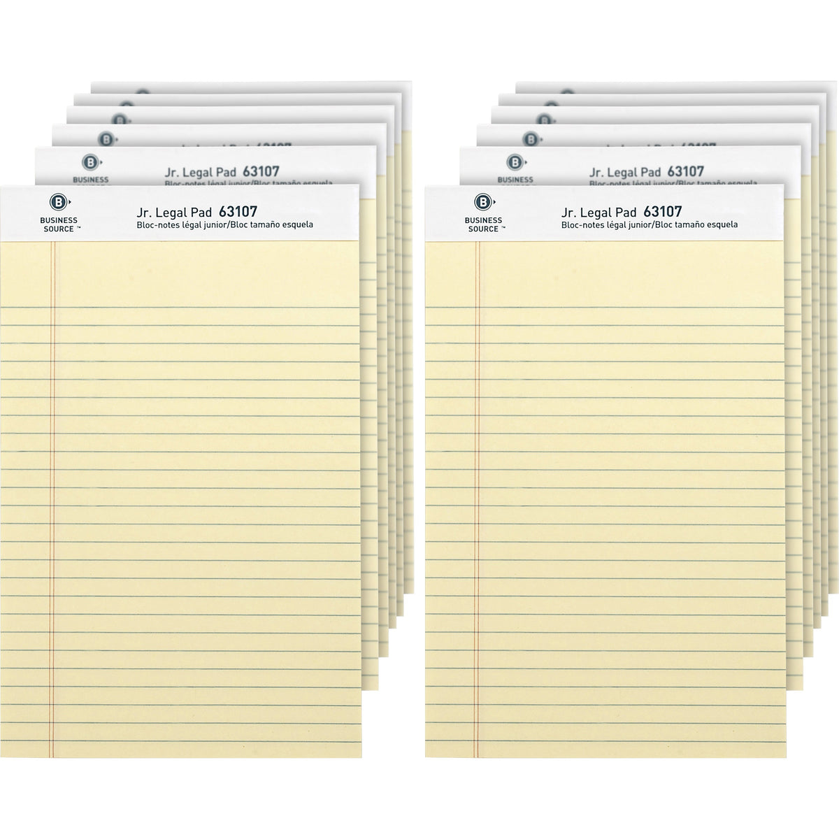 Business Source Writing Pads - 50 Sheets - 0.28" Ruled - 16 lb Basis Weight - Jr.Legal - 8" x 5" Sheet Size - Canary Pap