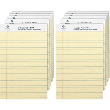 Business Source Writing Pads - 50 Sheets - 0.28" Ruled - 16 lb Basis Weight - Jr.Legal - 8" x 5" Sheet Size - Canary Pap