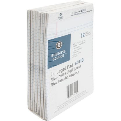 Business Source Writing Pads - 50 Sheets - 0.28" Ruled - 16 lb Basis Weight - Jr.Legal - 8" x 5" Sheet Size - White Pape