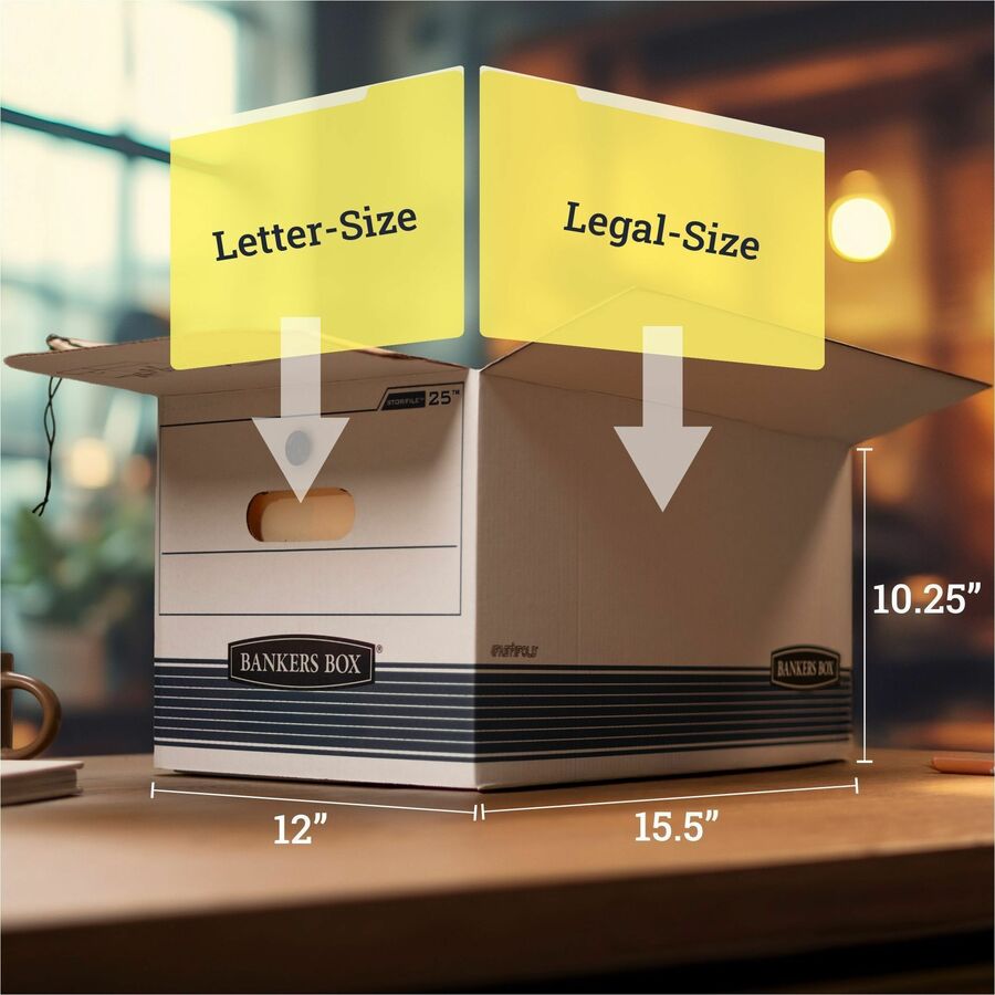 Bankers Box String/Button Storage Box - Internal Dimensions: 12" Width x 15.50" Depth x 10.25" Height - 4 / Carton