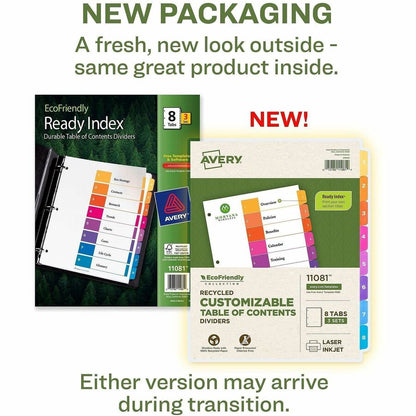 Avery EcoFriendly Recycled Dividers, 8 Tabs (3 Sets of 11081) - 24 x Divider(s) - 24 Tab(s) - Digit - 1-8, Table of Cont