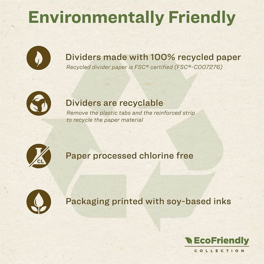 Avery EcoFriendly Recycled Dividers, 8 Tabs (3 Sets of 11081) - 24 x Divider(s) - 24 Tab(s) - Digit - 1-8, Table of Cont