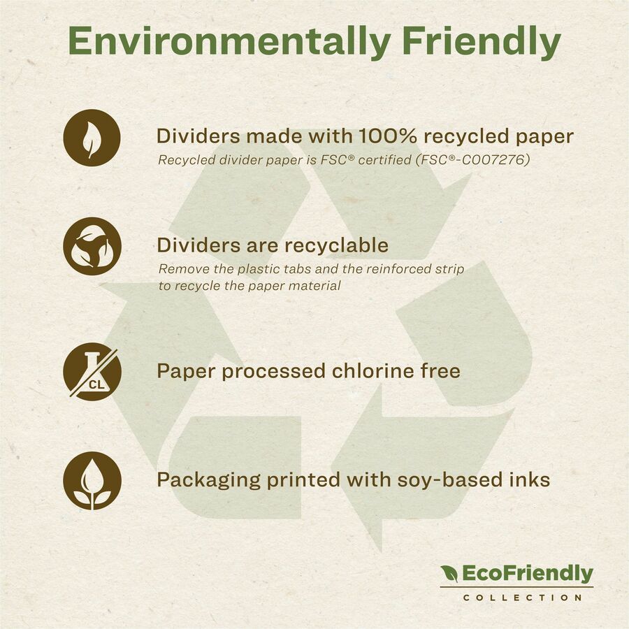Avery® Eco-friendly Index Makers Dividers - 60 x Divider(s) - 12 Print-on Tab(s) - 12 - 12 Tab(s)/Set - 5 / Pack