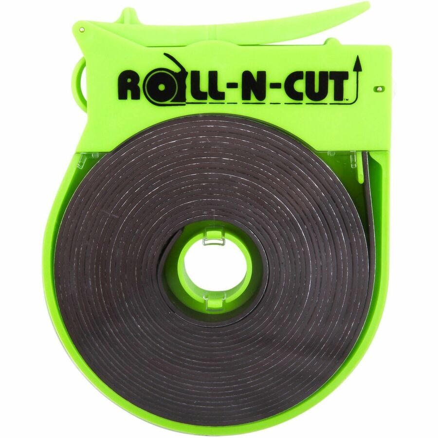 Zeus Magnetic Tape - 15 ft Length x 0.50" Width - Black - Adhesive Backing - Dispenser Included - Cutter Edge Dispenser 