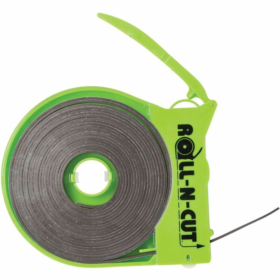 Zeus Magnetic Tape - 15 ft Length x 0.50" Width - Black - Adhesive Backing - Dispenser Included - Cutter Edge Dispenser 
