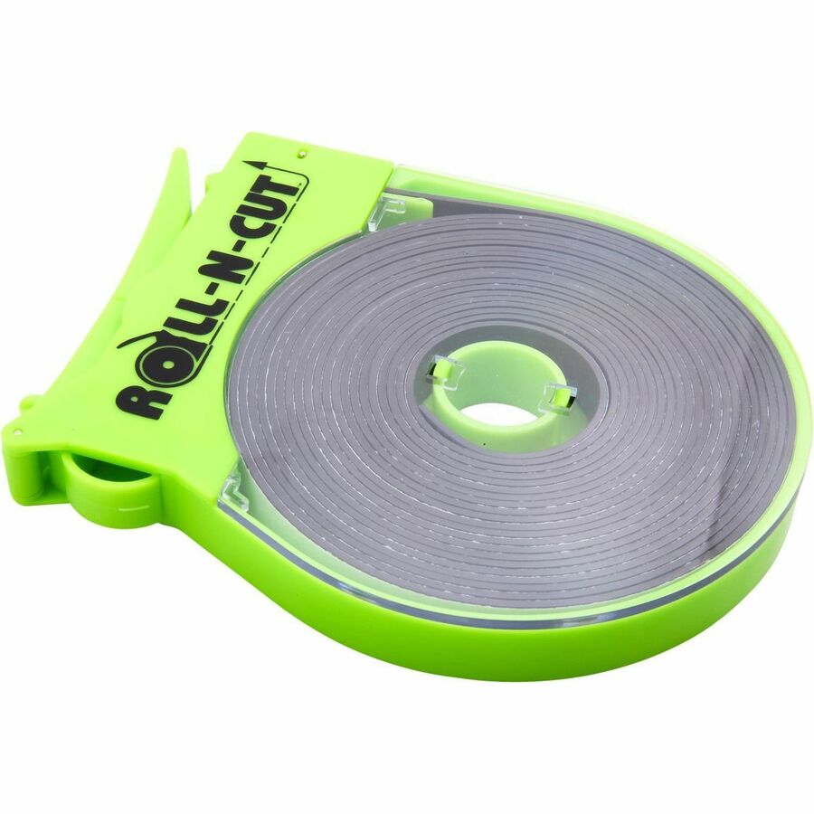 Zeus Magnetic Tape - 15 ft Length x 0.50" Width - Black - Adhesive Backing - Dispenser Included - Cutter Edge Dispenser 
